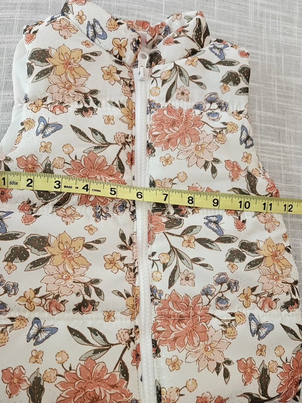 Little Lass Girls Floral Puffer Vest with Glitter Detail - Size 3T
